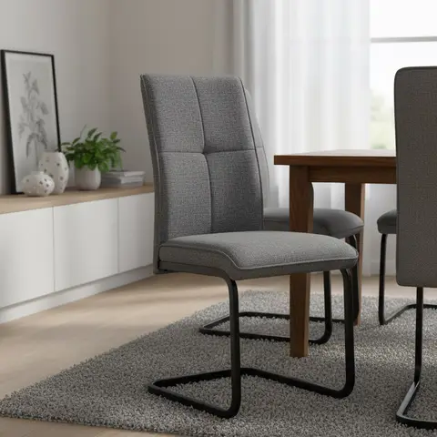 Dining Chair Venezia Cantilever Dark Grey 2pcs