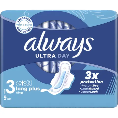 Always Ultra Long Plus (Maat 3) met vleugels maandverband 9 stuks