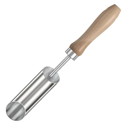 FLORA GUARD kleines Edelstahl-Setzwerkzeug für Zwiebeln, 30 cm Garten-Transplanter-Hilfsmittel mit Holzgriff, manueller Lochgraber für Pflanzungen von Zwiebeln, Saaten und Pflanzen