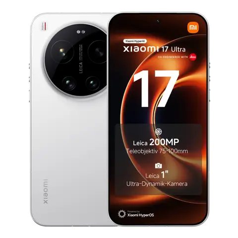 Xiaomi 17 Ultra Smartphone 16+512 GB, Leica 200 MP Teleobjektiv (75–100 mm), Leica APO Optik, LOFIC HDR Technologie, Xiaomi HyperAI, Weiß