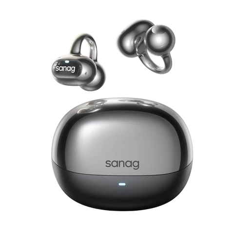 Sanag S8S Ultra Ear Clip Bluetooth Headphones Bone Conduction Concept Open-Back Hanging Ear AI Sports Headphones