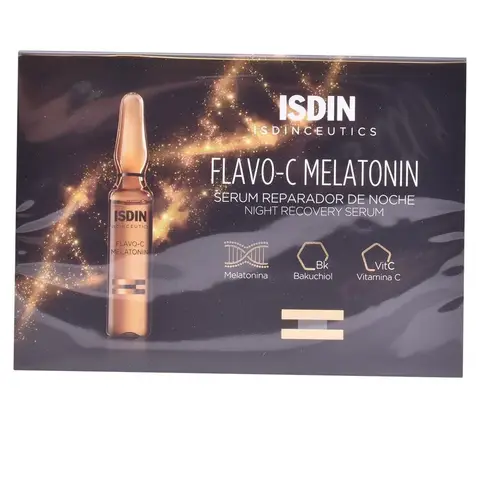 ISDIN Isdinceutics Flavo-C Melatonin Nacht-Serum (30 Einzelampullen) | Schützt die Haut vor freien Radikalen