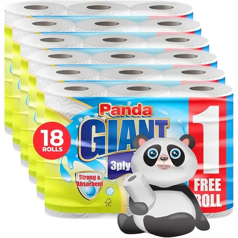 Panda Cuddle Giant Kitchen Towel, 3-Ply, 18 Rolls