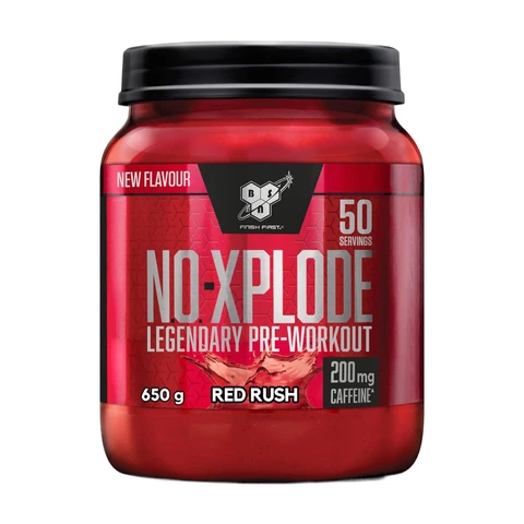 BSN N.O.-Xplode Pre-Workout-Pulver-Nahrungsergänzungsmittel, mehr Energie und Fokus mit Koffein, Aminosäuren, Vitamin C und Zink, Geschmack Red Rush, 50 Portionen, 650 g