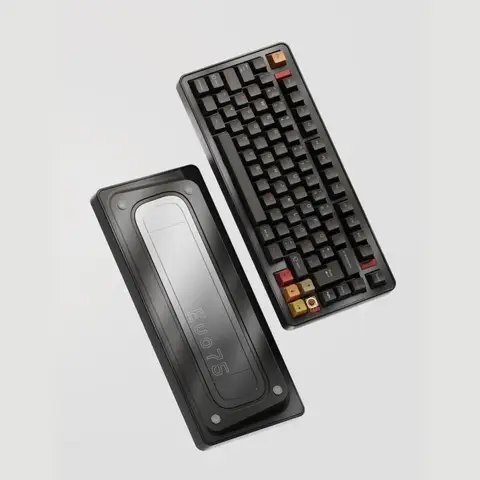 Ticktype EVO75 Custom Mechanische Tastatur (ISO-DE Layout) – Vollaluminium, Hot-Swappable, Leaf Spring Mount, VIA-kompatibel, Schnelldemontage, Creamy Rye Switches, 8000mAh, RGB - Spray-coated Nebula