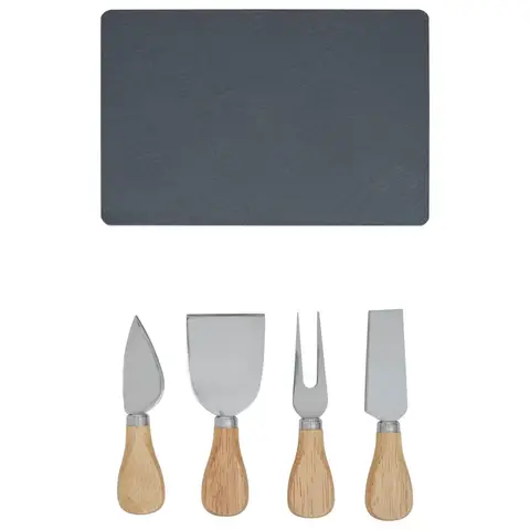 Maison by Premier Elegant Slate Board and 4 Piece Cheese Knife Set, Premium Cheese Board With Knife, Stylish Cheese Board