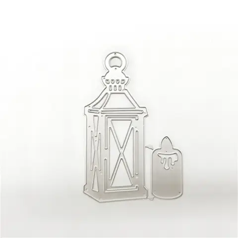 Silver Hollow Out Lamp Cutting Dies Metal Embossing Stencil Scrapbooking Template for Birthday Card Making Album，Die-Cutting and Embossing,Scrapbooking Die-Cuts