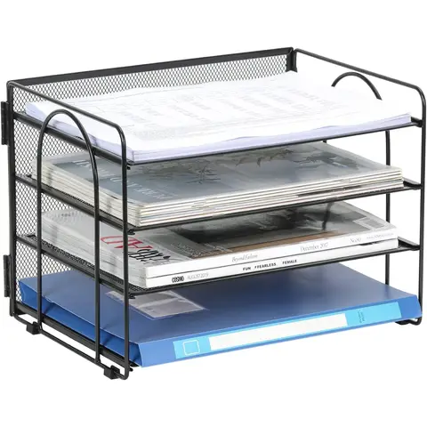 4 Tier Desktop A4 Mesh File Holder,Black