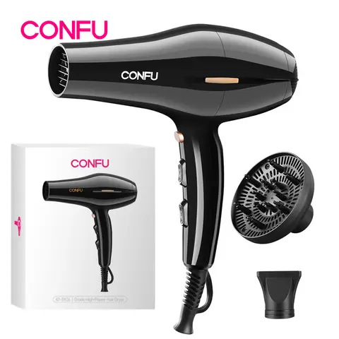 CONFU high-speed hair dryer 8926 black, 19,000 rpm, long-lasting, 2300W power, 1 air nozzle