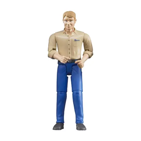 BRUDER 60006 - Mann mit hellem Hauttyp & blauer Hose - 1:16 bworld, Spielzeugfigur