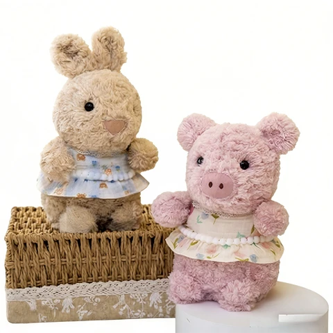 Peluche Animal avec jupe fleurie, modèle aléatoire - 24 cm