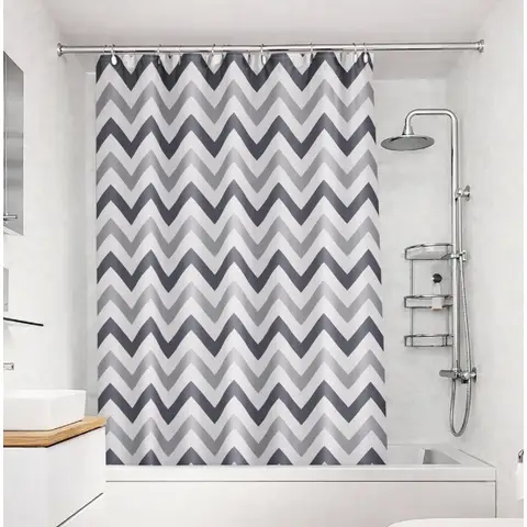 Croydex Shower Curtain Chevron Proseal® Grey 180x180cm