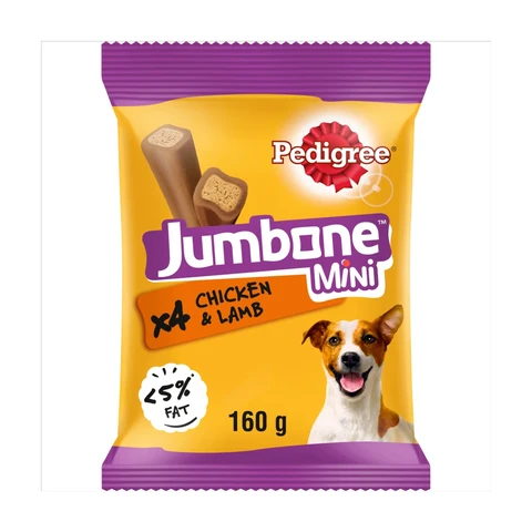 Pedigree Jumbone Mini Adult Small Dog Treats Chicken & Lamb 4 Chews 160g
