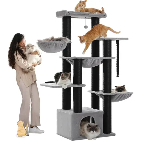 PAWZ Road Arbre à chat à plusieurs étages noir - 170 cm