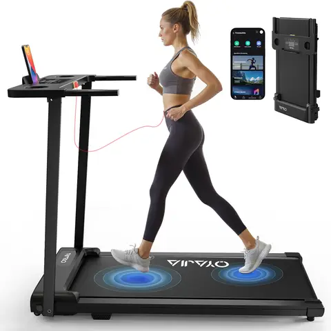 Foldable Treadmill 2.5HP, 1-12km/h, 38x100cm Running Area, LED Display & App, Quiet Shock Absorption for Home