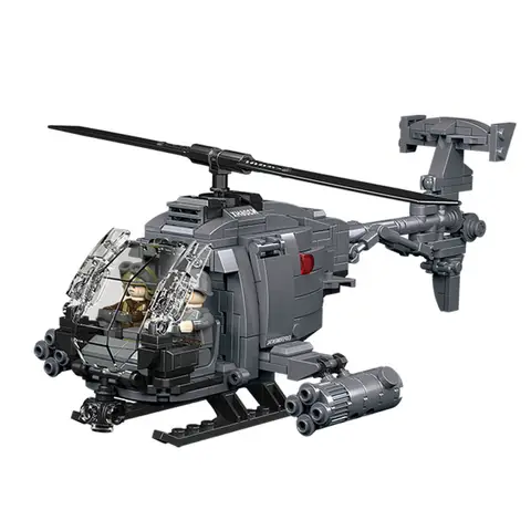 CAYI AH-6I Hélicoptère armé 400 pièces ensemble de blocs de construction pour passionnés