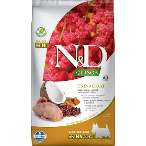 Farmina N&D Quinoa Peau et fourrure - Chien adulte petit 2,5 kg, caille