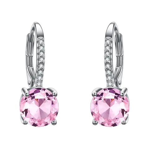 Ever Faith Women's 925 Sterling Silver Full Zircon Fashion Round Drop Leverback Dangle Earrings
