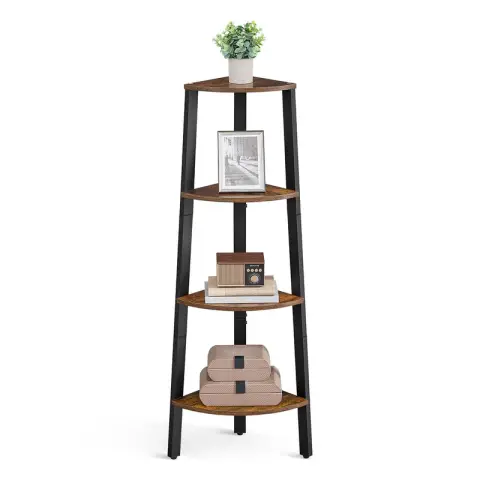 Vasagle Bookcase Corner Ladder 4 Shelves Rustic Brown/Black