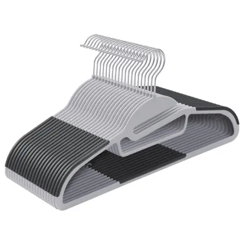 SONGMICS Plastic Clothes Hangers, Set of 20, 41.5x22.5x0.5cm, Light and Dark Grey
