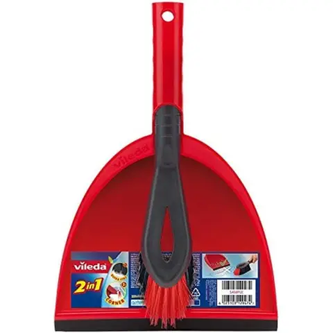 VILEDA RED DUSTPAN & BRUSH