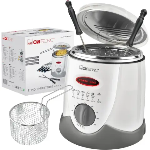 Clatronic FFR 2916 - Elektrische fondue Mini friteuse - 1L 6 gabeln Schnell warm Sicher