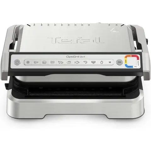 TEFAL OptiGrill 2-in-1 Smart Grill, BBQ, Perfektes Grillen, Kein Überwachen, 2-in-1 Gerät, Leicht zu Reinigen, Eigene App, Gesünderes Grillen, GC772D10