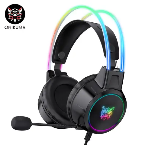 ONIKUMA X15PRO-BLACK Head-mounted wired gaming headphones with cool RGB lighting effects