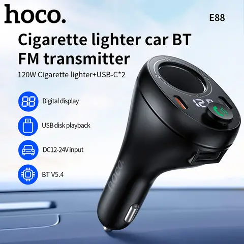 HOCO E88 Star 35W (2C) Cigarette Lighter Car Bluetooth FM Transmitter-Black