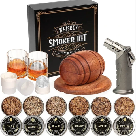 Huacan Cocktail Smoker Wooden Barrel Set Cocktail Mixing Tools 240ml 1set