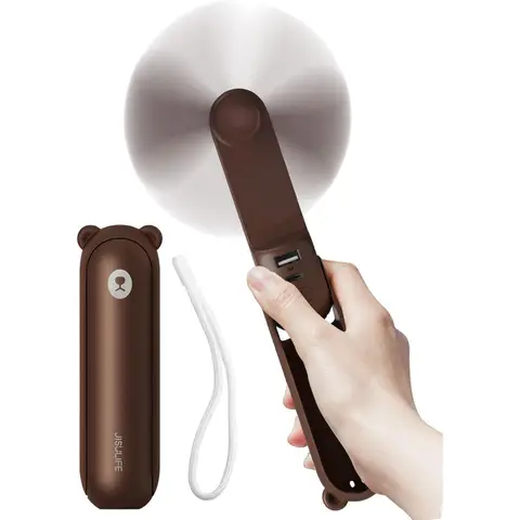 JISULIFE Mini Handheld Fan F8X, 4500mAh Powerbank [max 37Hrs Runtime], Pocket Portable, 3 Speeds, Gifts for Women/Men/Kids, Brown