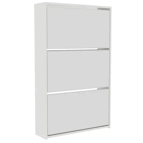 Vida Designs Shoe Cabinet Welham Mirrored 3 Drawer White