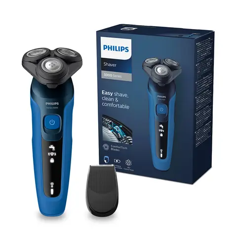 Philips Series 5000 Wet & Dry Electric Shaver – SkinIQ Technology, SteelPrecision Blades – Blue, S5466/17