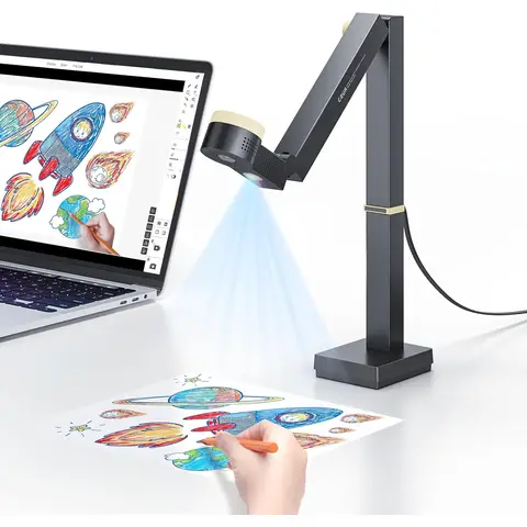 CZUR Fancy S Pro Scanner de documents 4K USB, Appareil photo de documents et Webcam 12 Mpx avec éclairage LED et microphone, Jusqu’à 60 ips, Autofocus, pour Enseignement à distance, Streaming en direct, Conférences en ligne, pour Mac et PC (Windows), Offre annuelle, cadeau idéal