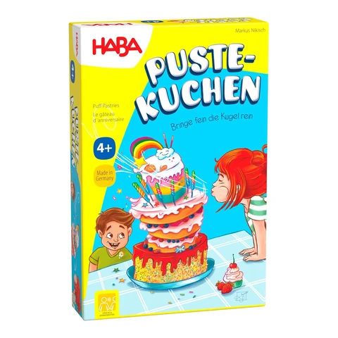 HABA Pustekuchen - Geschicklichkeitsspiel ab 4 Jahren - Fördert Lippen- & Mundmotorik - Zielen und Pusten - Artikelnummer 1307030001
