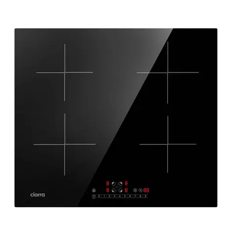 Ciarra 4-Zone Cooktop, Built-in Induction, Black Ceramic Glass, Touch Control, 9 Power Levels, Booster Function