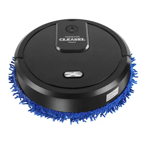 Aspirateur Robot Laveur, Nettoyeur Automatique avec Lingettes Humides et Sèches & Fonction d'Humidification par Pulvérisation, Moteur 10000 tr/min, Autonomie de 60 min, Charge USB, Balayeuse Intelligente pour Sols Durs de Maison