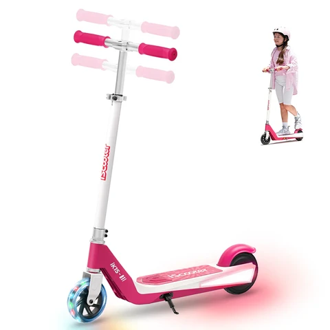 iScooter iK1S Kids Electric Scooter with Colorful Flashing Wheels red