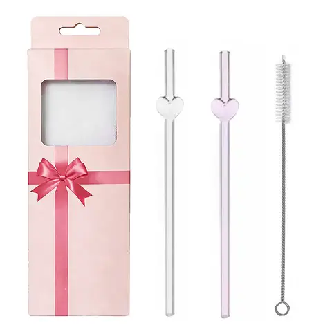Huacan high borosilicate high-temperature resistant and environmentally friendly straw, creative heart-shaped straw