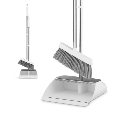 Swan Elevate Posture-Positive Long Handled Dustpan and Brush Set, White