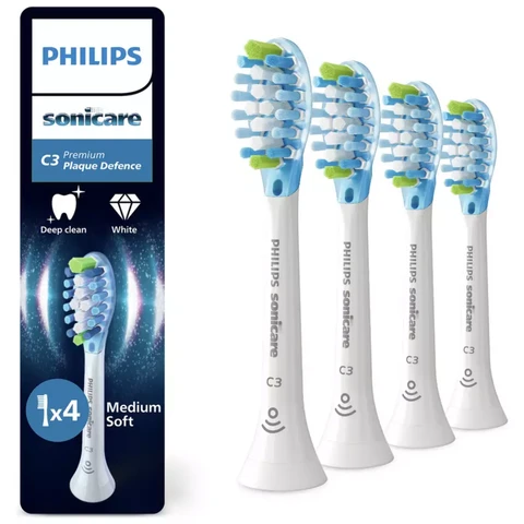 Philips HX9044/87 - Sonicare Premium Plaque Defence Brush Heads - Set of 4, Compatible with All Sonicare Toothbrushes, Advanced Cleaning, Easy Installation