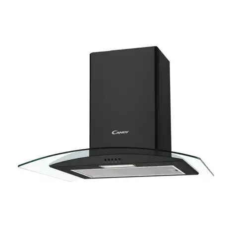 CANDY 60 cm Chimney Hood， Black and Black Glass