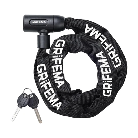 Grifema 120cm Fahrrad-Kettenschloss für Fahrräder, Motorräder, Türen, Tore und Zäune - Schwarz/Weiß