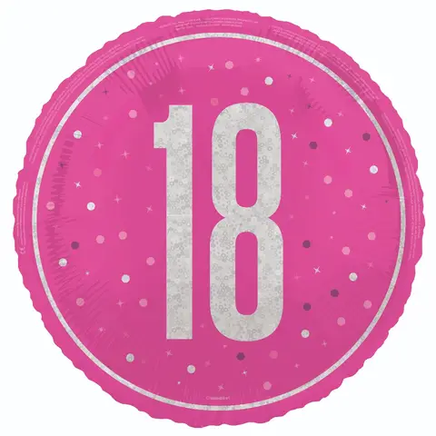 Unique Party Glitz 18th Birthday Balloon, Pink, 45cm