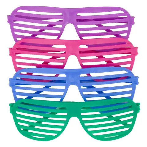 Unique Party Neon Shutter Shade Glasses, 4 Pack