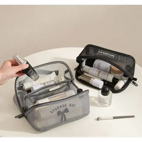 Verbex H7 Gray High-Value Makeup Handbag Travel Bag/Cosmetic Pouch/Storage Bag/Multifunctional Popular Mesh Pillow Travel Portable Bag