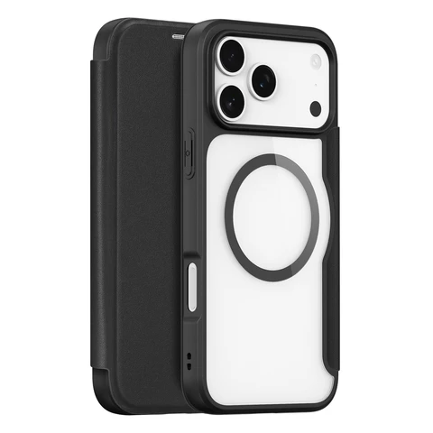 Dux Ducis Skin X Pro Hülle für iPhone 17 Pro mit Geldbörse, MagSafe Kompatibel - Schwarz