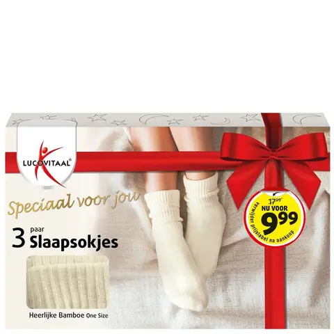 Lucovitaal Slaapsokken Bamboe Cadeaubox 3 paar