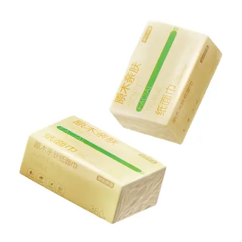 ochama×J.ZAO Natural Wood Skin-friendly Tissue, 1800 Sheets (90 Sheets*20 Packs), 4-Ply Embossed Extra Thick Tissue Facial Tissue Napkin