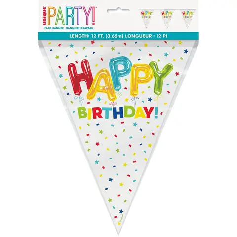 Unique Party Happy Balloon Birthday Bunting, 3.65m